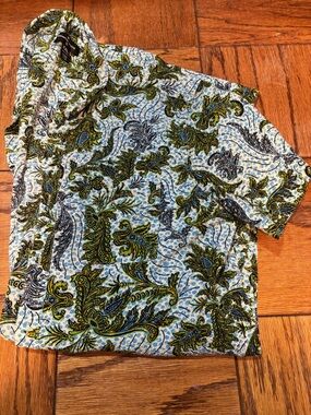 Men's Casual Paisley Button-Down Shirt — Green/Blue